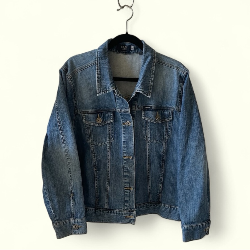 IZOD Jean Jacket Womens 2XL Denim Jean Jacket 6-Button 4-Pocket